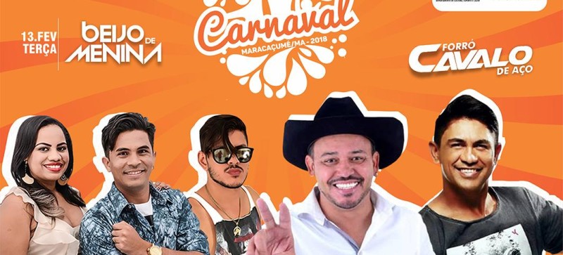 Cavalo de Aço e banda Beijo de Menina serão as atrações da última noite do carnaval de Maracaçumé