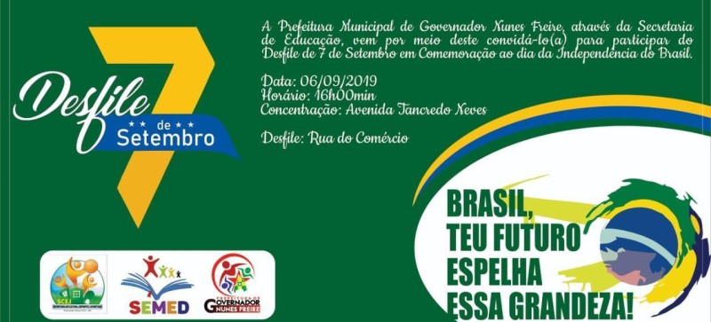 Em Governador Nunes Freire, Desfile Cívico acontecerá nesta sexta-feira, 6