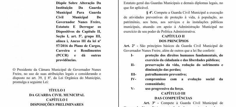 Presidente da Câmara de Governador Nunes Freire promulga lei que beneficia guardas municipais