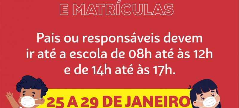 Em Junco do Maranhão as matrículas, rematrículas e entrega de boletins começam nesta segunda, 25
