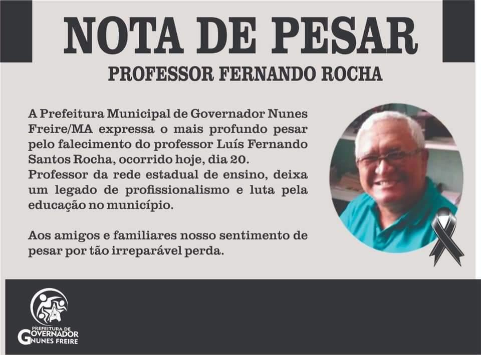 Prefeitura decreta luto oficial em Governador Nunes Freire