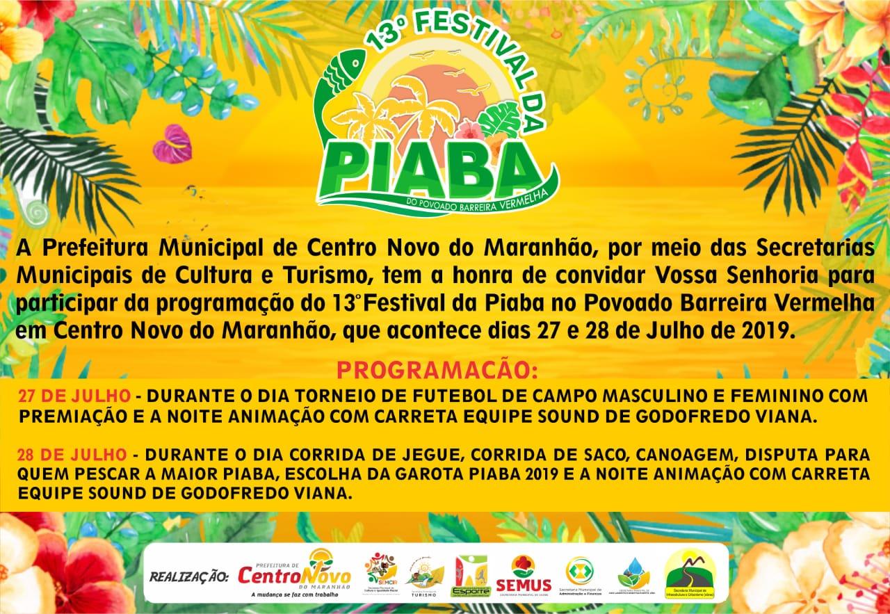 13º Edição do Festival do Piaba acontecerá neste sábado, 27