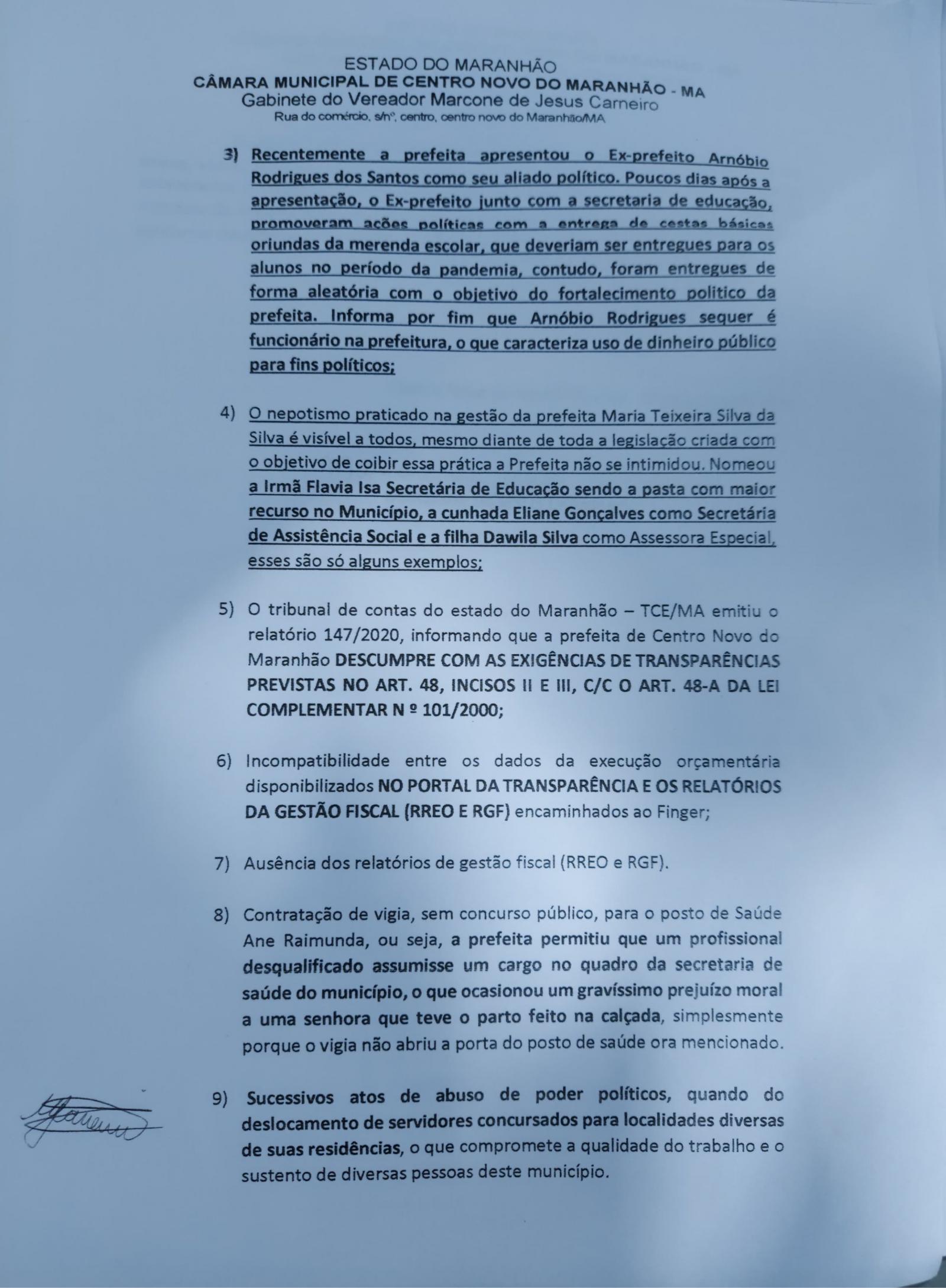 Vereadores de oposição protocolam denúncia contra prefeita Diva Silva