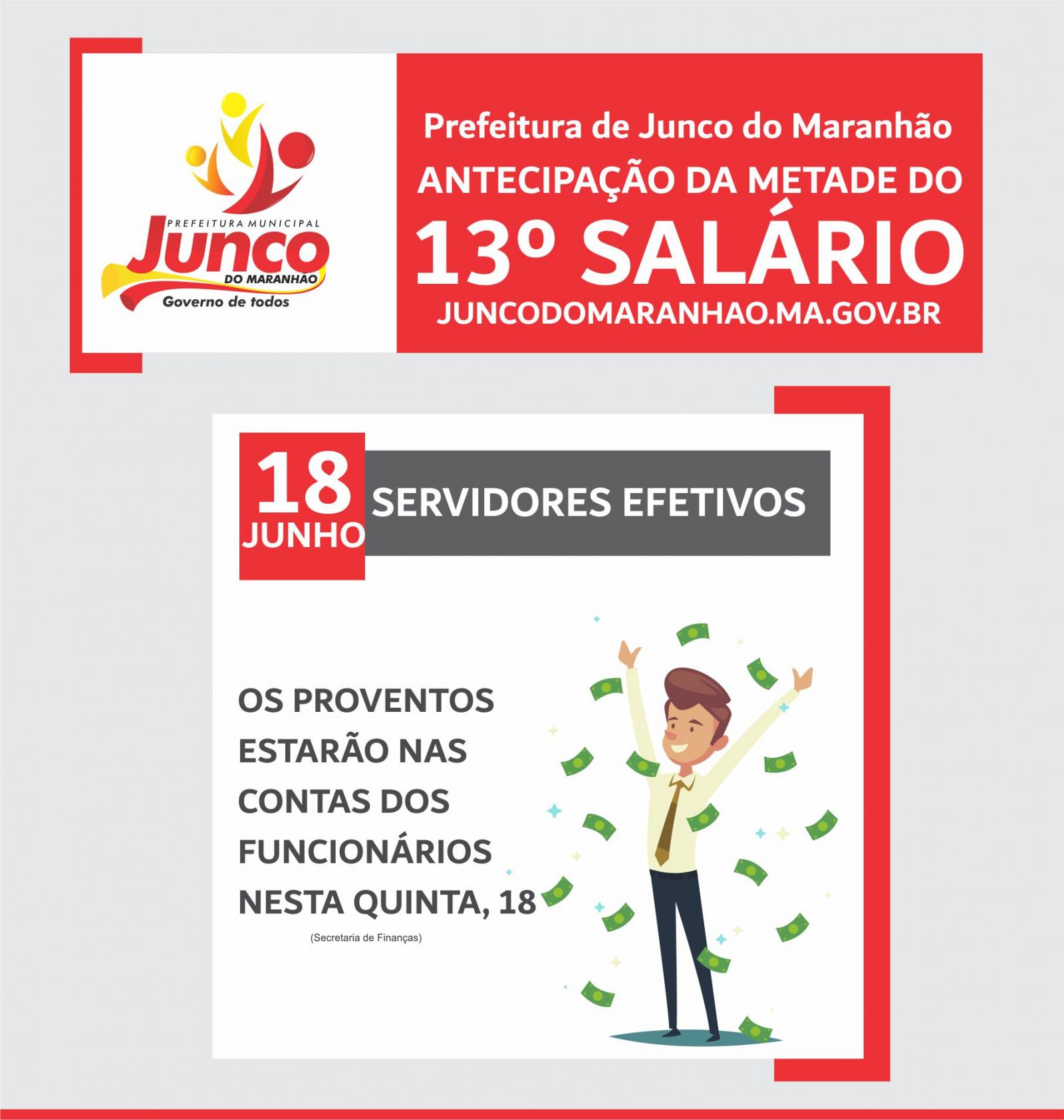 Prefeitura de Junco do Maranhão antecipa parcela do 13º salário dos servidores efetivos