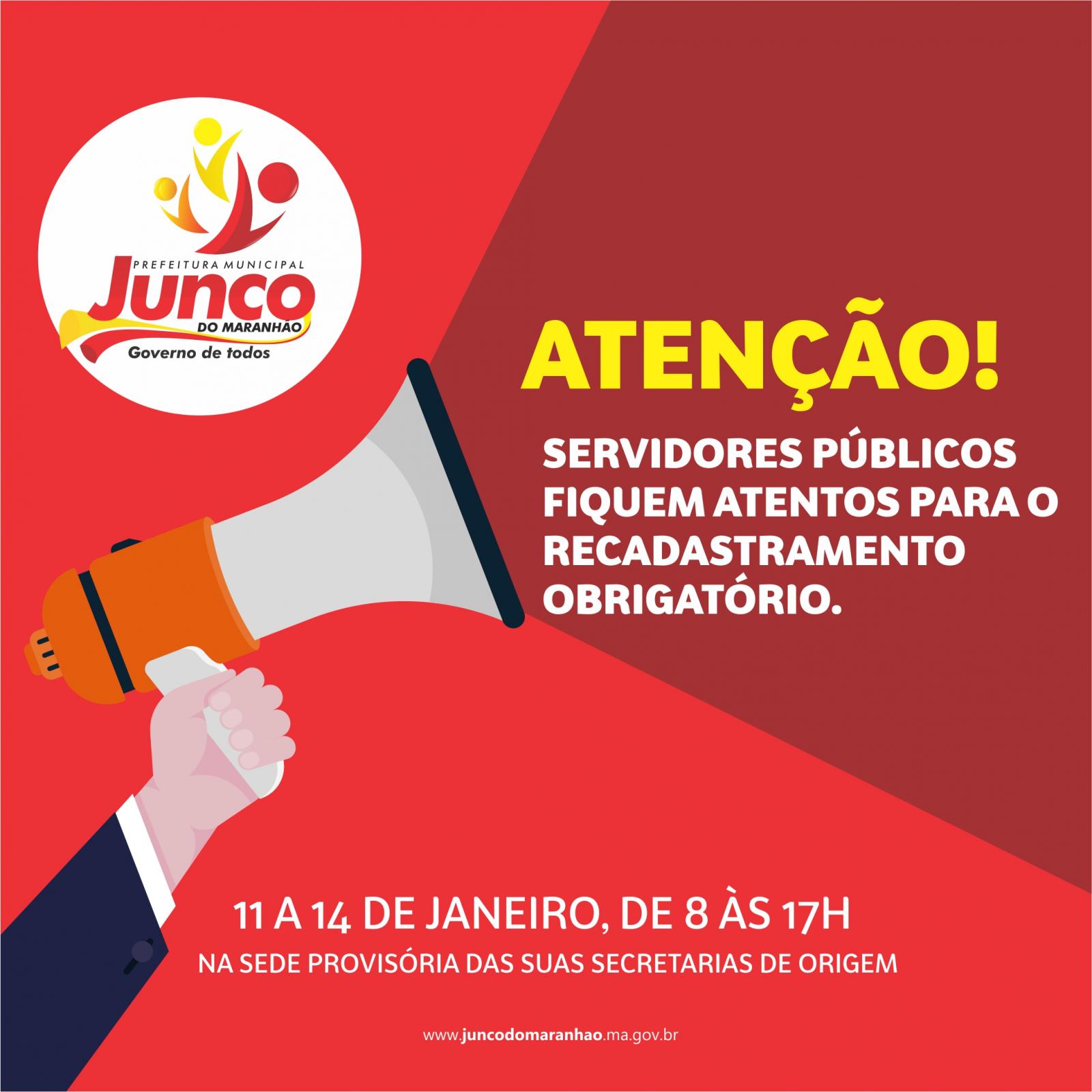 Começa dia 11 o recadastramento dos servidores públicos de Junco do Maranhão